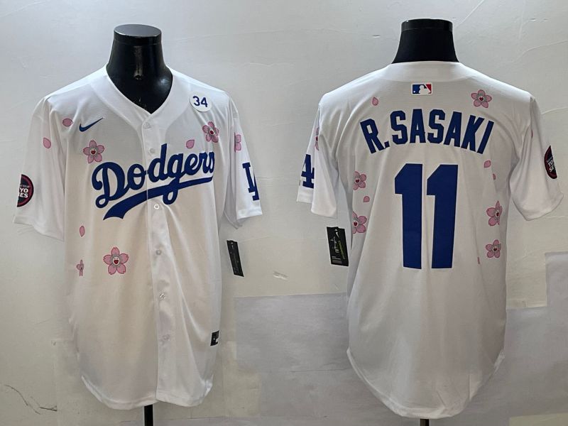 Men Los Angeles Dodgers 11 R.Sasaki White Sakura Edition 2025 Nike MLB Jersey style 5
